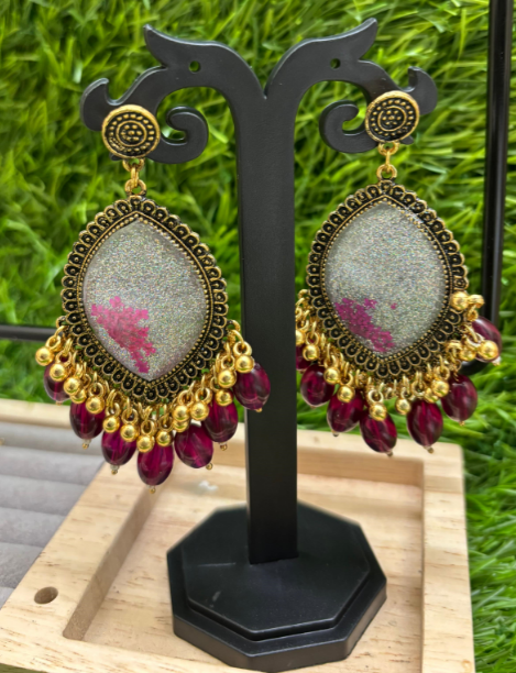 Resin Floral Theme Jhumka – Real Dried Flower Collection